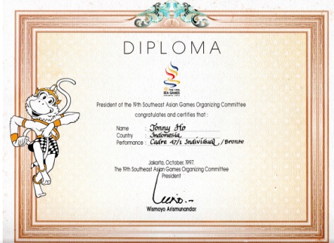 Diploma Sea Games Jakarta 1997 Cadre 47/1 Individual Bronze